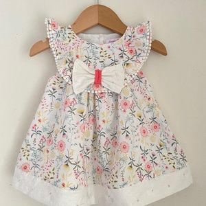 Infant Baby TOMMY BAHAMA Floral Ruffled Eyelet Bow Sun Dress SZ 12 mos.UPCYLCED